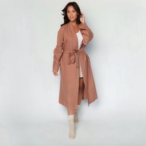 Parachute Linen Robe In Clay Size Small
